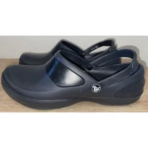 Crocs Mercy Womens Rubber Slip On Slip Resistant Nursing Work Clogs Size 9 Black