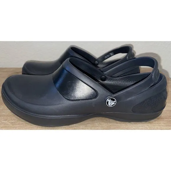 Crocs Mercy Womens Rubber Slip On Slip Resistant Nursing Work Clogs Size 9 Black