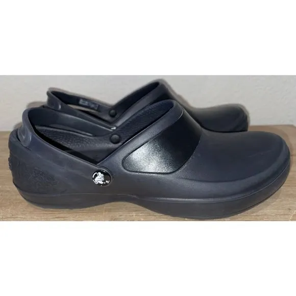 Crocs Mercy Womens Rubber Slip On Slip Resistant Nursing Work Clogs Size 9 Black