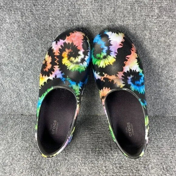 Crocs Neria Pro Work Clogs Shoes Womens 8 Tie Dye Slip Resistant Career Comfort