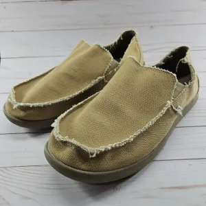 Crocs Santa Cruz Mens Size‎ 12 Slip On Khaki Beige Canvas Casual Loafer Shoe