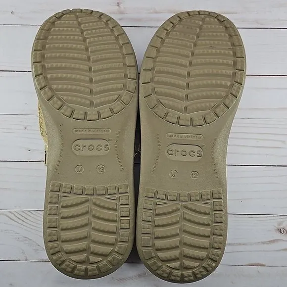 Crocs Santa Cruz Mens Size‎ 12 Slip On Khaki Beige Canvas Casual Loafer Shoe