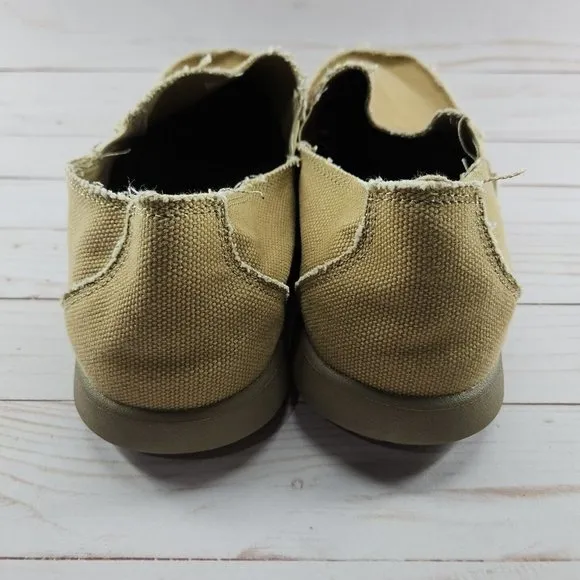 Crocs Santa Cruz Mens Size‎ 12 Slip On Khaki Beige Canvas Casual Loafer Shoe