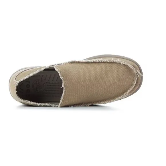 Crocs Santa Cruz Slip On Canvas Loafer Comfort Casual Shoe Mens 7 Women 9 Khaki