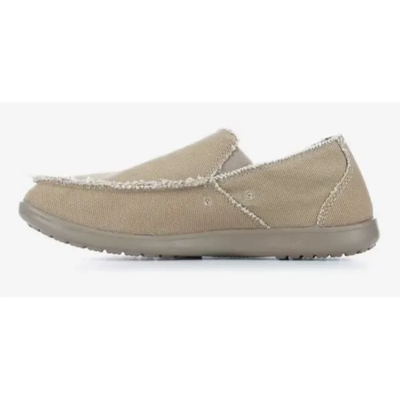 Crocs Santa Cruz Slip On Canvas Loafer Comfort Casual Shoe Mens 7 Women 9 Khaki