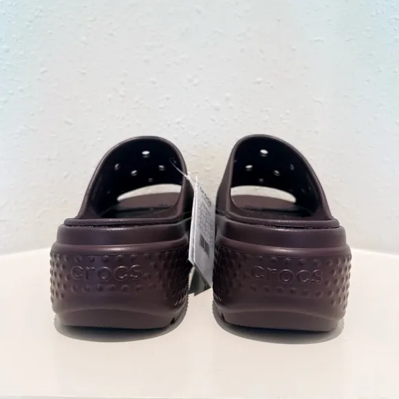 Crocs Stomp Unisex Platform Brown Slides Sz W 9 M 7 NWT