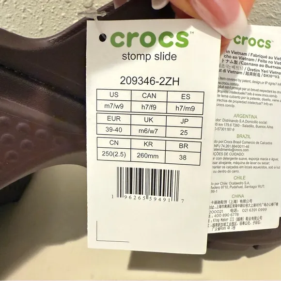 Crocs Stomp Unisex Platform Brown Slides Sz W 9 M 7 NWT