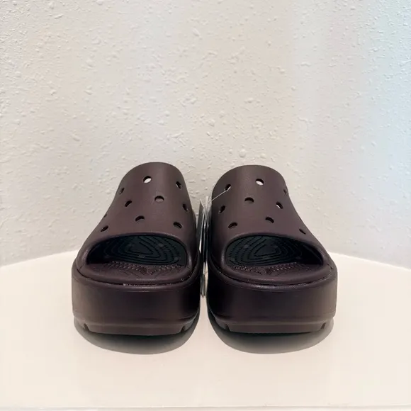 Crocs Stomp Unisex Platform Brown Slides Sz W 9 M 7 NWT