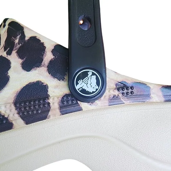 Crocs Women's Baya Platform Leopard Print Clogs, size 10