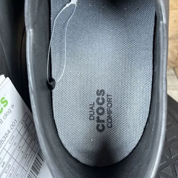 Crocs Womens Size 6 Black Dual Comfort Nurse Work Shoe Clogs NWOB