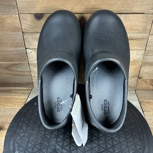 Crocs Womens Size 6 Black Dual Comfort Nurse Work Shoe Clogs NWOB