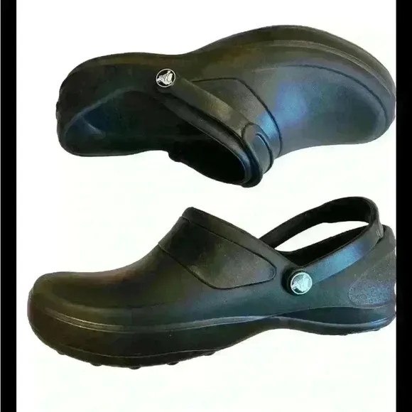 Crocs Women’s Slip Resistant Shoes Pivot Strap Mercy Work Clogs Black Size 8