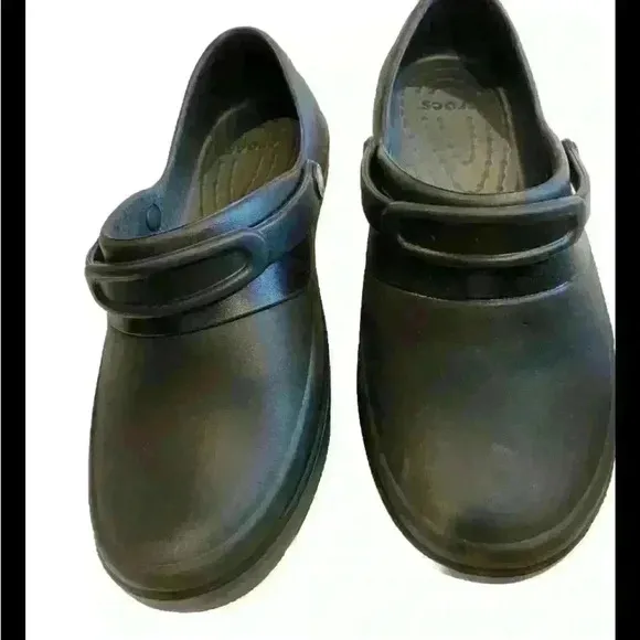 Crocs Women’s Slip Resistant Shoes Pivot Strap Mercy Work Clogs Black Size 8