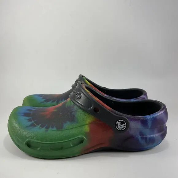 Crocs Work Bistro Pro LiteRide Tie-Dye Kitchen Chef Clogs Womens Size 7, Mens 5