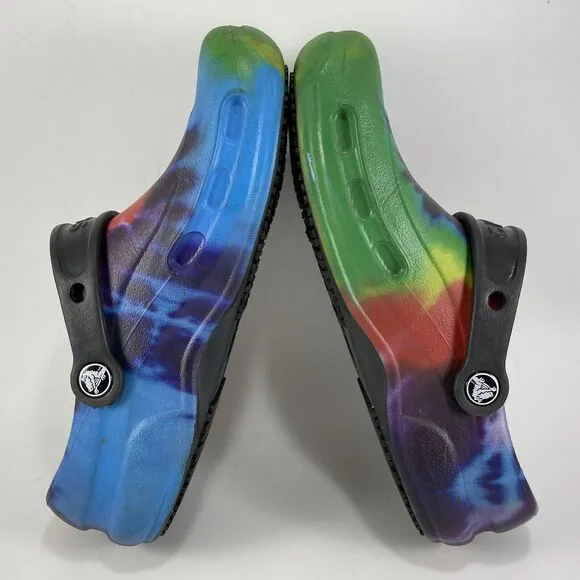 Crocs Work Bistro Pro LiteRide Tie-Dye Kitchen Chef Clogs Womens Size 7, Mens 5
