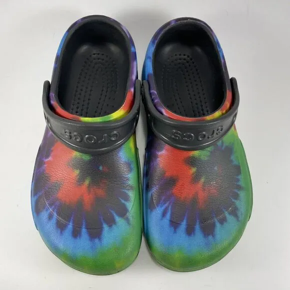 Crocs Work Bistro Pro LiteRide Tie-Dye Kitchen Chef Clogs Womens Size 7, Mens 5