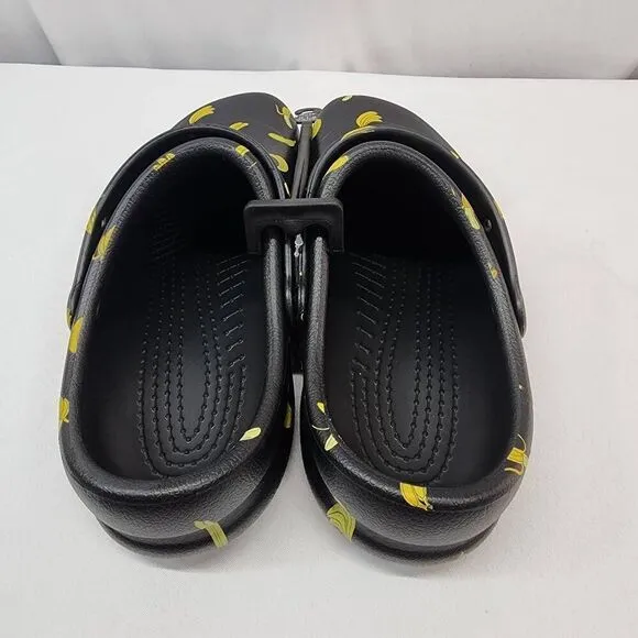 Crocs Bistro Banana Graphic Black Enclosed Toe Clogs Shoes Sz 11 Men’s NWT