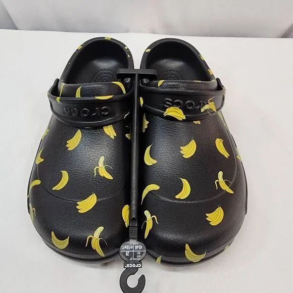 Crocs Bistro Banana Graphic Black Enclosed Toe Clogs Shoes Sz 11 Men’s NWT