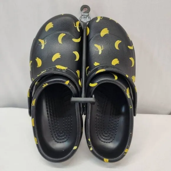 Crocs Bistro Banana Graphic Black Enclosed Toe Clogs Shoes Sz 11 Men’s NWT