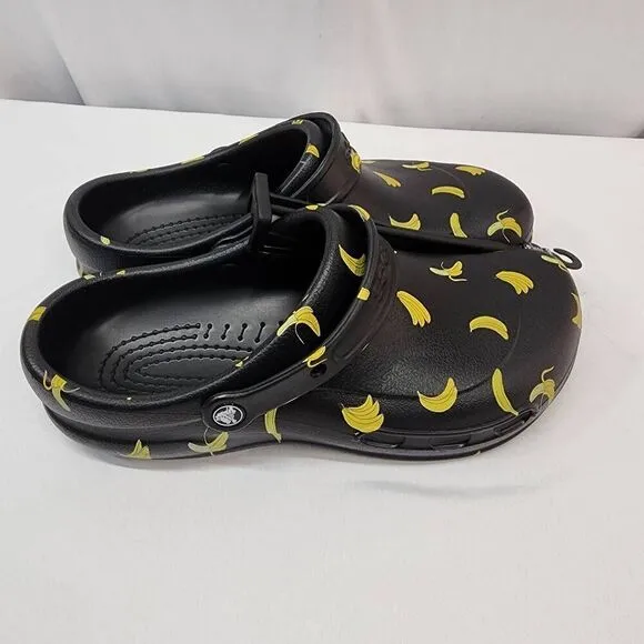 Crocs Bistro Banana Graphic Black Enclosed Toe Clogs Shoes Sz 11 Men’s NWT