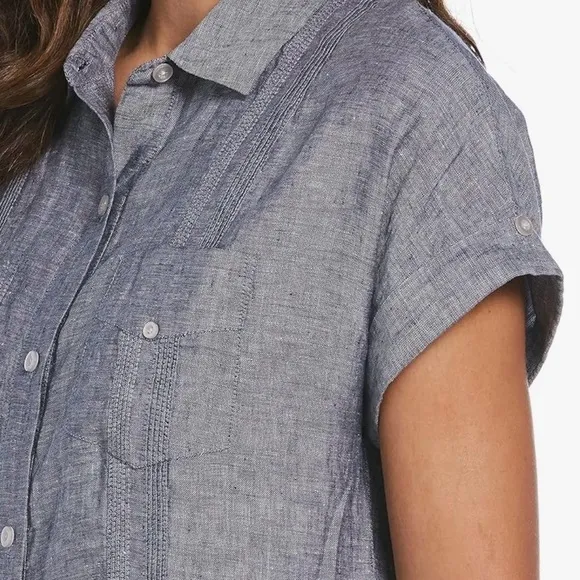 Cubavera Guayabera short sleeve 100% linen dress with slip