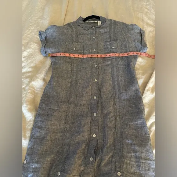 Cubavera Guayabera short sleeve 100% linen dress with slip