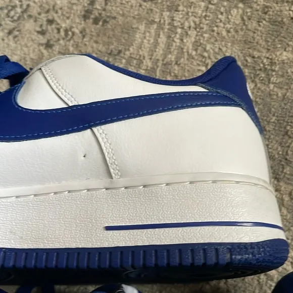 Customized Ladies Nike Air Force 1 low white with royal blue shoes EUC Sz 11 1.2