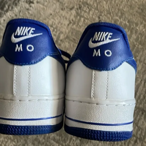Customized Ladies Nike Air Force 1 low white with royal blue shoes EUC Sz 11 1.2