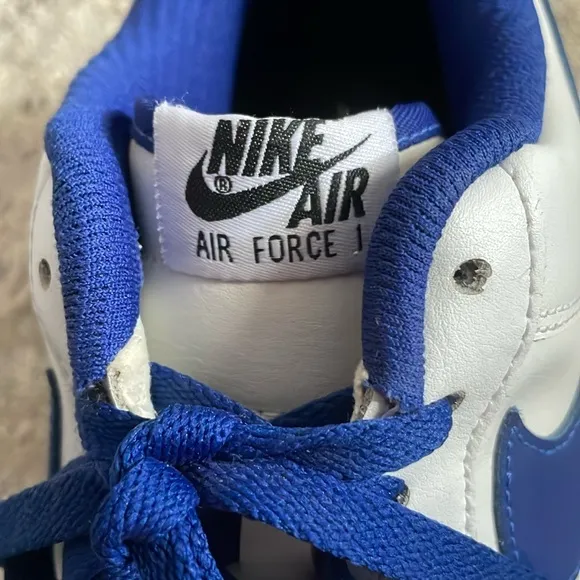 Customized Ladies Nike Air Force 1 low white with royal blue shoes EUC Sz 11 1.2