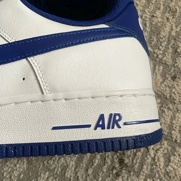 Customized Ladies Nike Air Force 1 low white with royal blue shoes EUC Sz 11 1.2