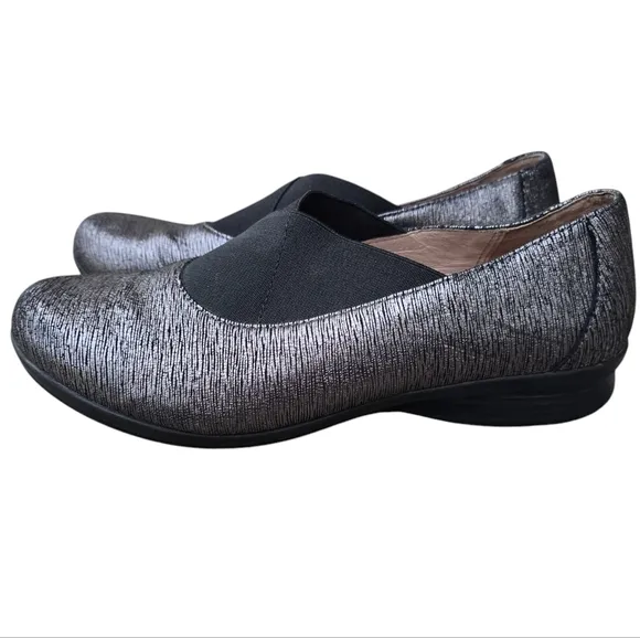 Dansko Ann Pewter Metallic Slip On, Size EU 37