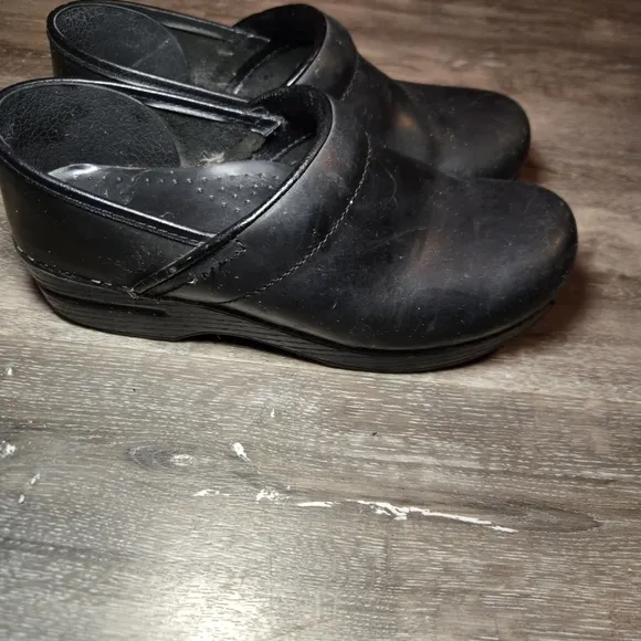Dansko‎ Black Clogs Women Slip On Leather Mules Size EU 39 US 8.5 Nursin…