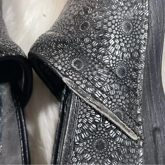 Dansko Black Embossed Leather Professional Clogs