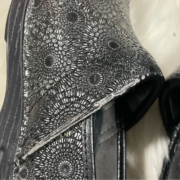 Dansko Black Embossed Leather Professional Clogs