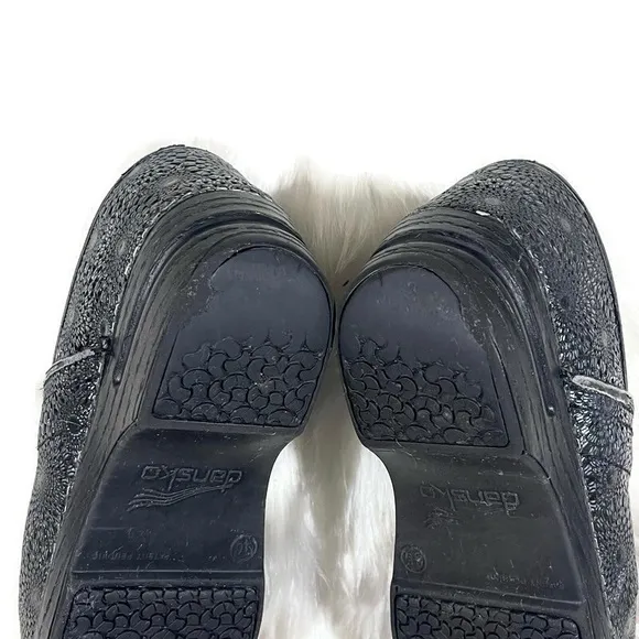 Dansko Black Embossed Leather Professional Clogs