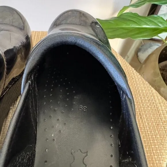 Dansko Black Iridescent Petrol Patent Professional Clogs Size 39