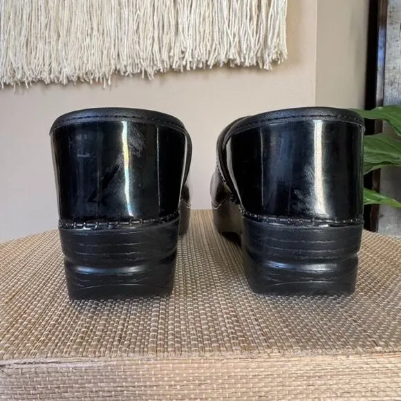 Dansko Black Iridescent Petrol Patent Professional Clogs Size 39