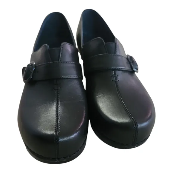 Dansko Black Leather Buckle Clogs – Women’s Size 38