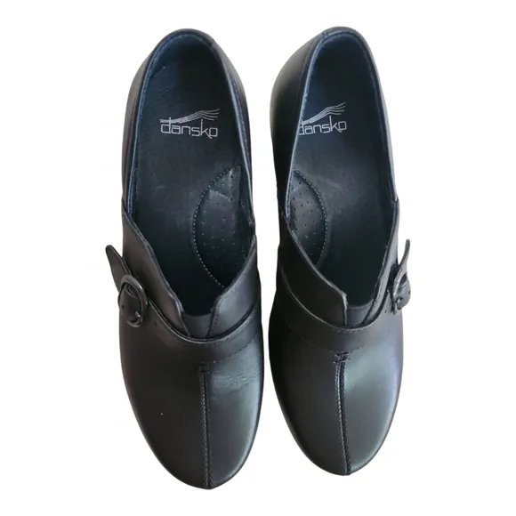 Dansko Black Leather Buckle Clogs – Women’s Size 38