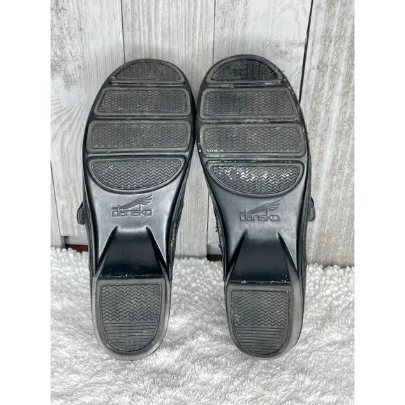 Dansko Black Leather Clogs Solstice Size 38