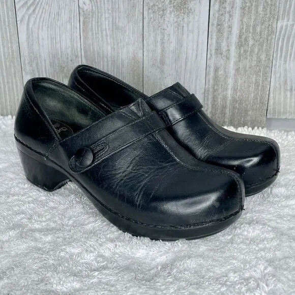 Dansko Black Leather Clogs Solstice Size 38