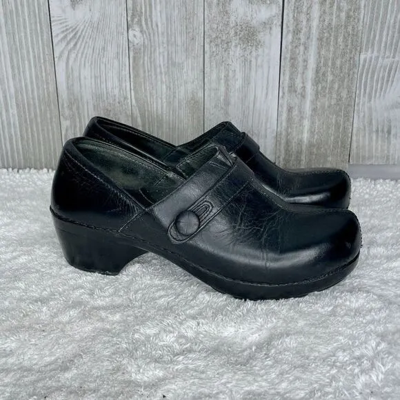 Dansko Black Leather Clogs Solstice Size 38