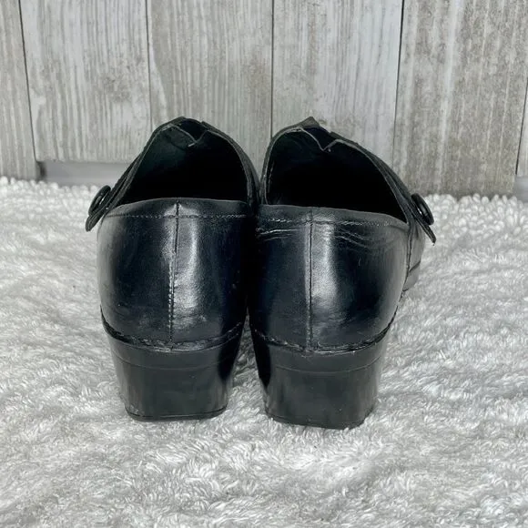 Dansko Black Leather Clogs Solstice Size 38