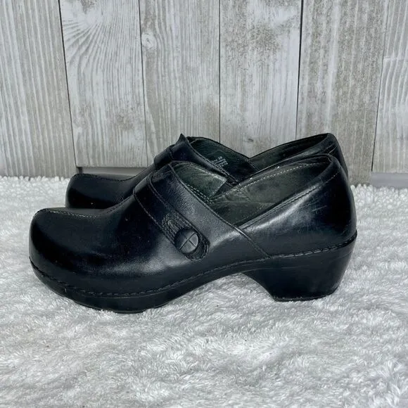 Dansko Black Leather Clogs Solstice Size 38