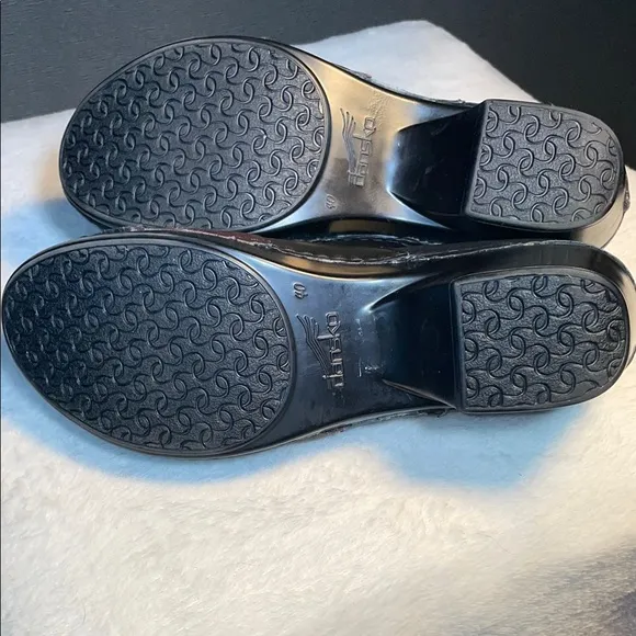 Dansko Black Leather Clogs with Rounded Toe