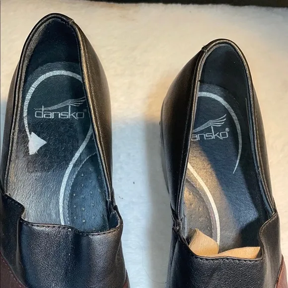 Dansko Black Leather Clogs with Rounded Toe