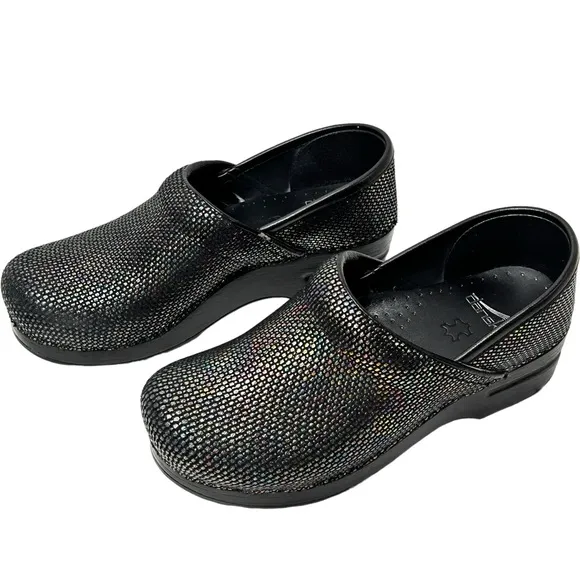Dansko Black Rainbow Pattern Clogs Euro Size 37 USA 6.5 - 7