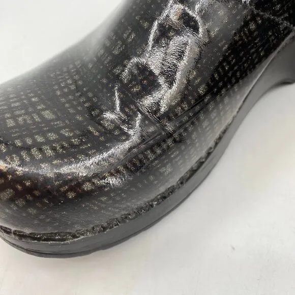 Dansko Black Silver Leather Clogs | Size 38EU