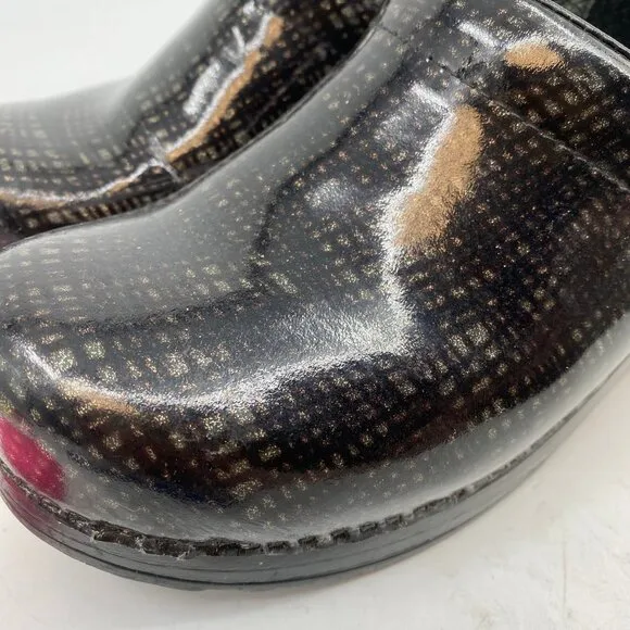 Dansko Black Silver Leather Clogs | Size 38EU