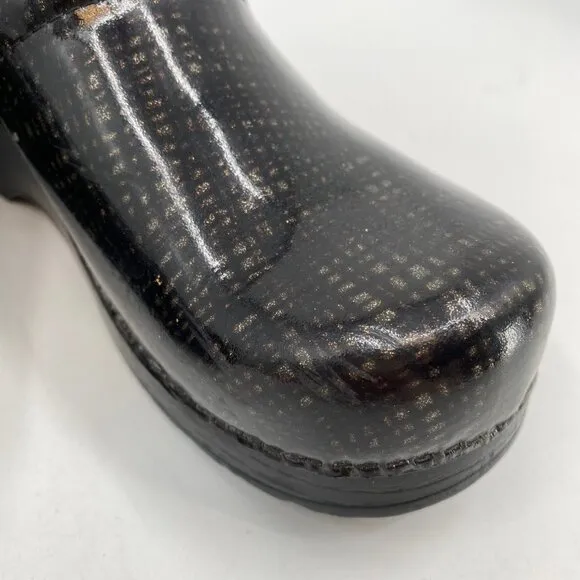 Dansko Black Silver Leather Clogs | Size 38EU